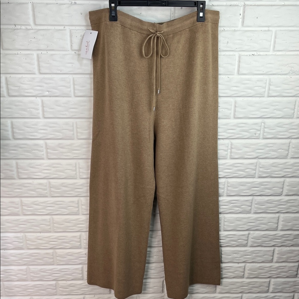 Isabel by Ingrid & Isabel Tan Ribbed Knit Lounge Wide Leg Pants Size XL NWT